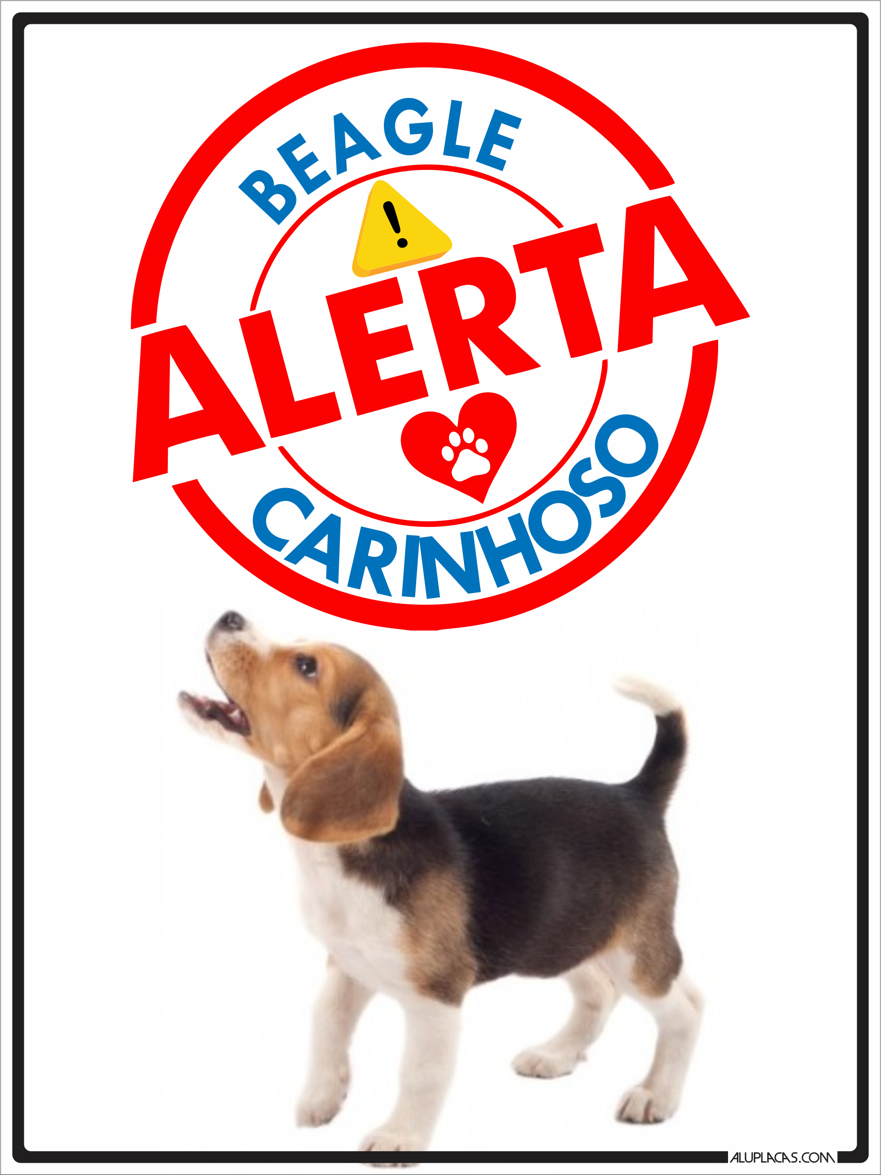 Alerta Beagle Carinhoso - 15x20cm