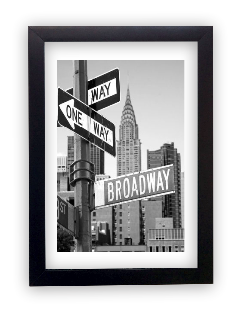 Quadro Decorativo Preto e Branco Nova York Brodaway - Cod:422