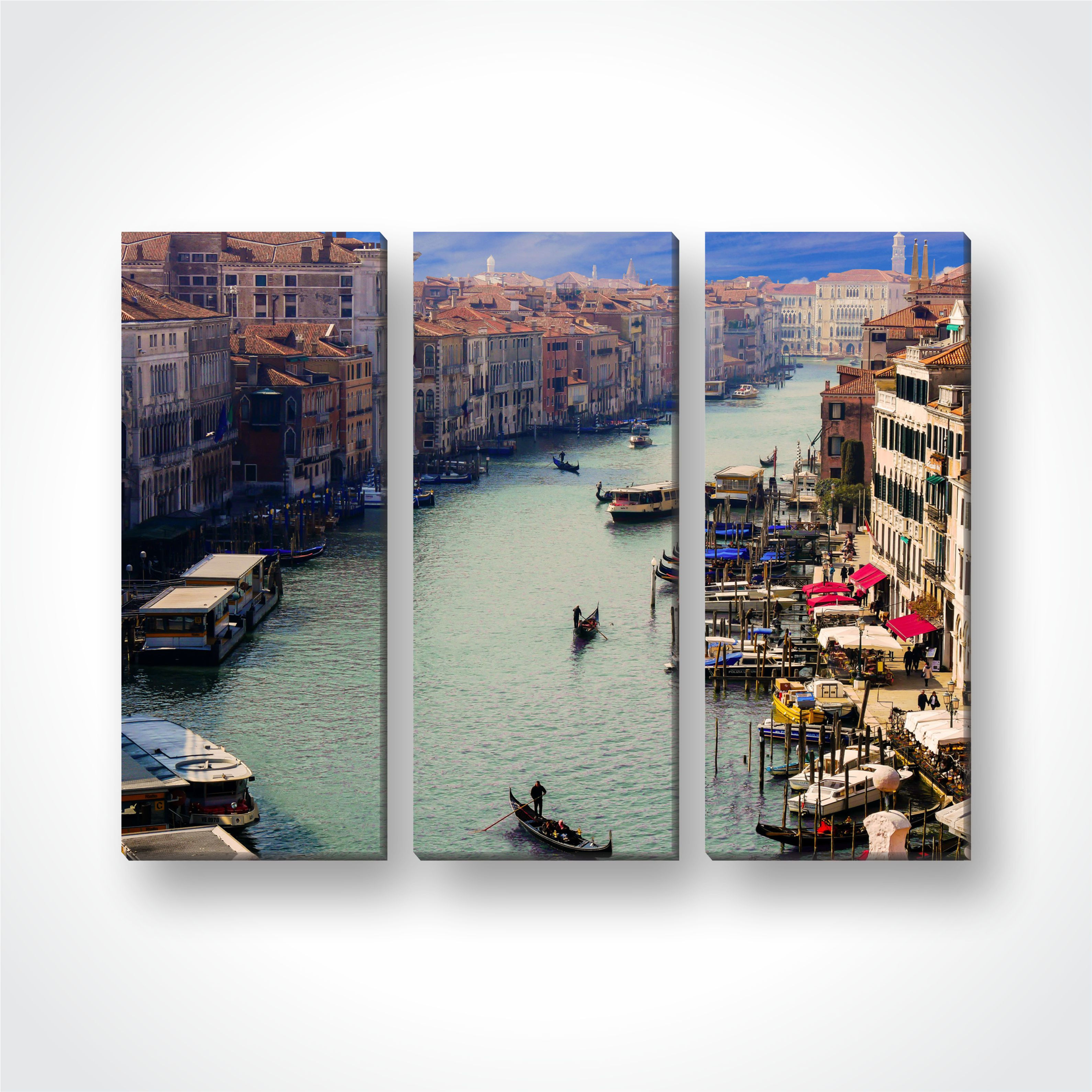 Quadro Veneza Mosaico Triplo em Tecido Canvas