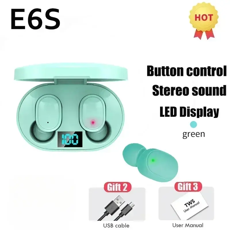 Thumbnail: E6S Wireless Bluetooth Earphones TWS Bluetooth Headset Wireless Earbuds Noise Ca