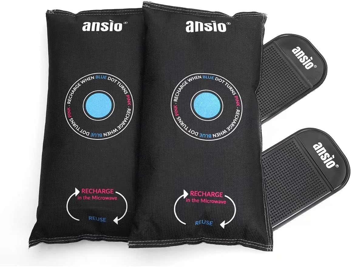 ANSIO® Reusable Car Dehumidifier Bag with Anti-Slip Mats, Pack of 2-900g Helps R