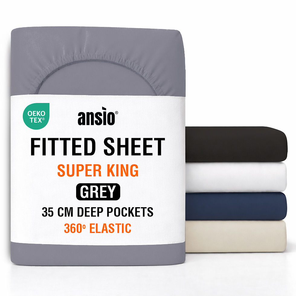 Thumbnail: ANSIO® Grey Double Fitted Sheet Soft Brushed Microfibre Fabric