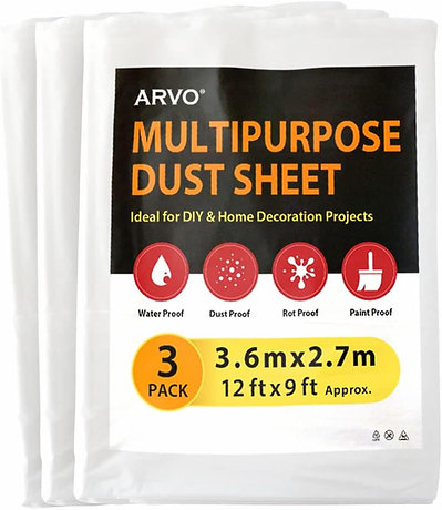 ARVO 3 Pack Extra Large Plastic Dust Sheets for Decorating