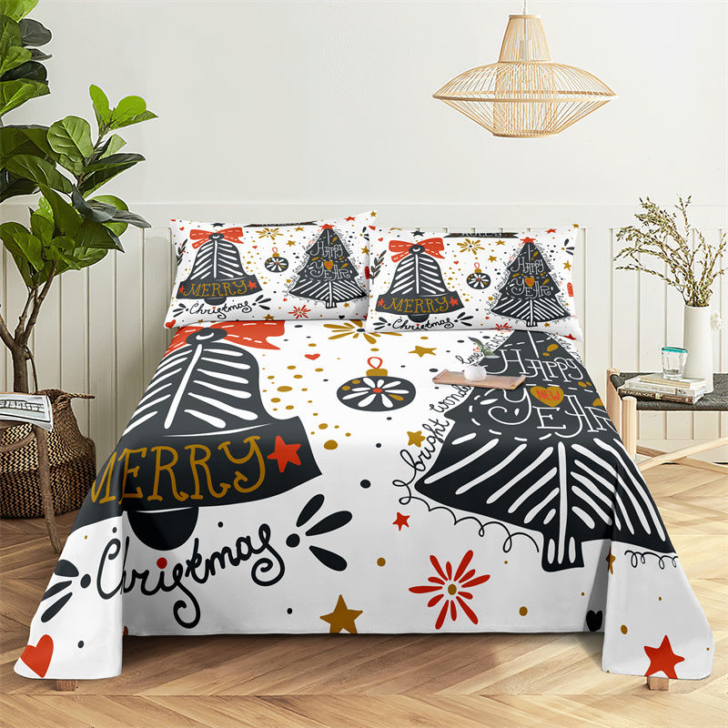 Thumbnail: Bedding Sets Christmas Print Bed Sheet Fashion Design Double Flat Sheet Boys Gir