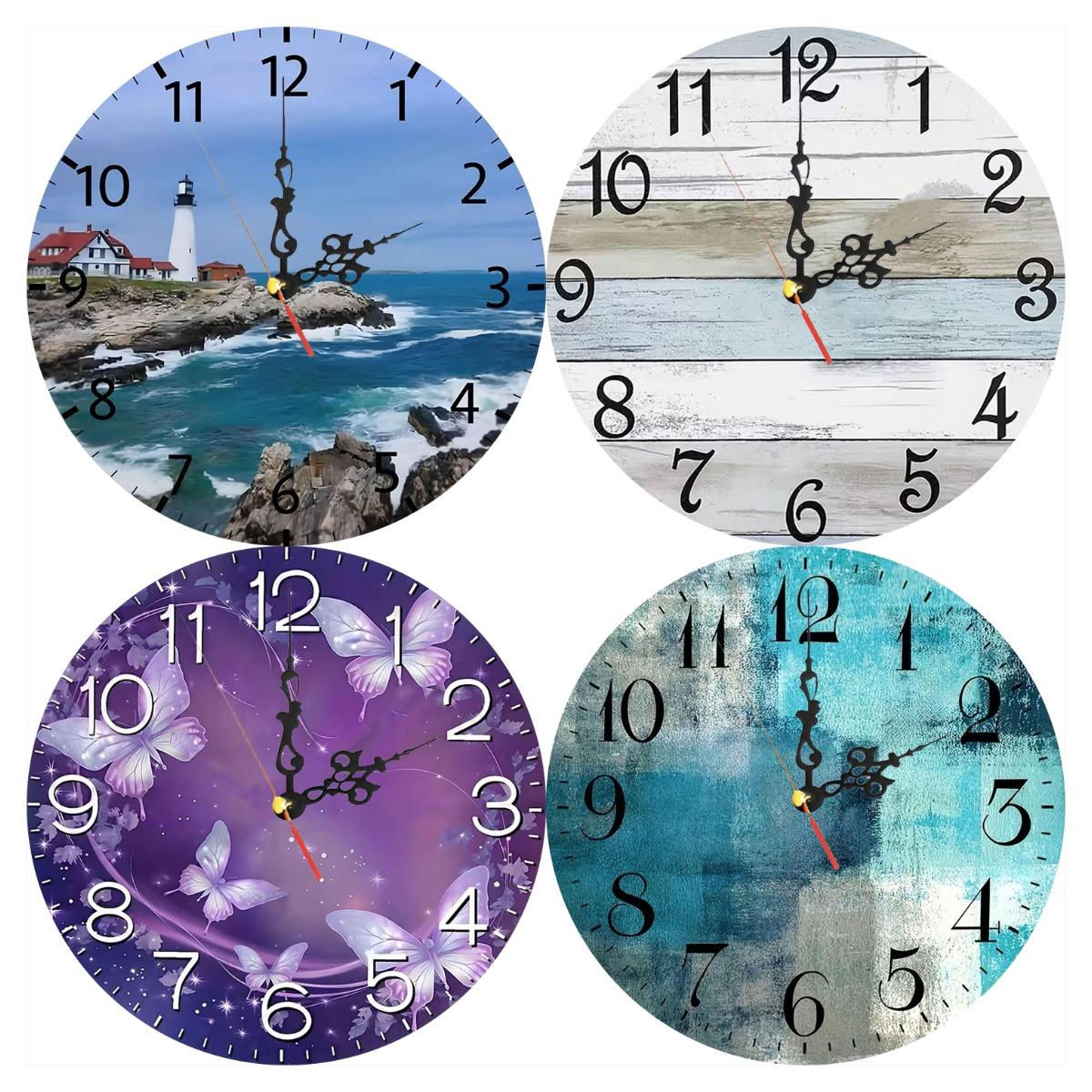 Silent Wooden Round Wall Clock, Non-Ticking Decor Wall Watch for Home Bedroom Li