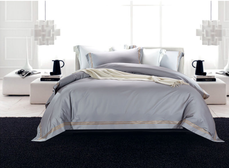 Thumbnail: 120s long-staple cotton satin cotton light luxury quilt cover four-piece high-en