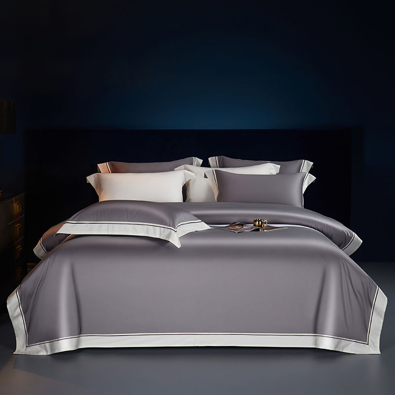 Thumbnail: 1200TC Egyptian Cotton Luxury Solid Color Hotel Style Bedding Set Burgundy Red D