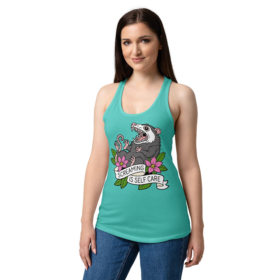 Thumbnail: "Screaming is self care" Women’s fitted racerback tank top