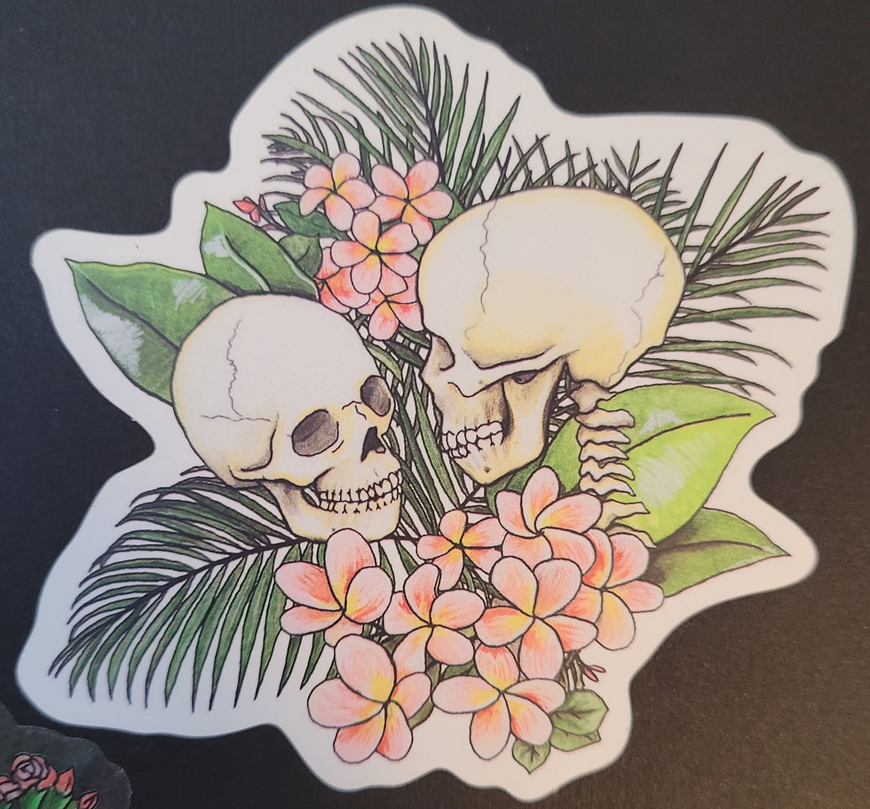 Thumbnail: Bones 3" Sticker – Gothic Skull & Human Skeleton Vinyl Decal