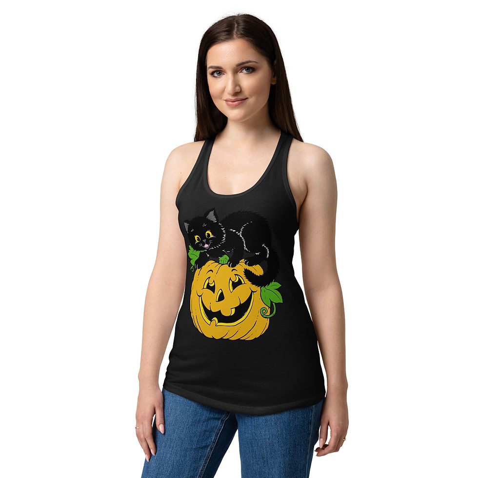 Thumbnail: Pumpkin Cat Women’s fitted racerback tank top