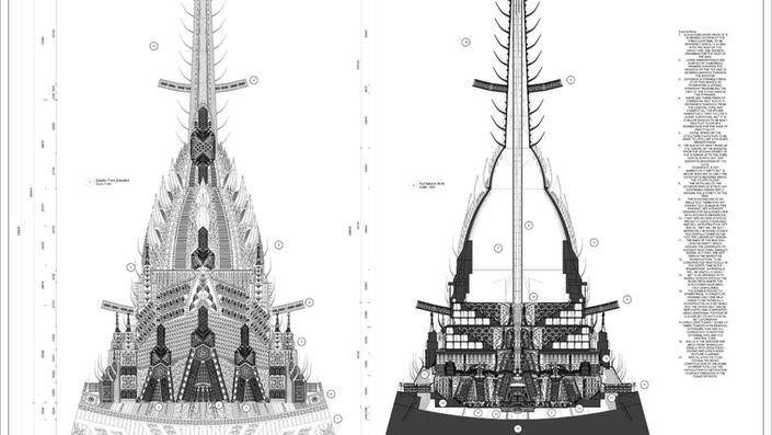 Neuromancer Freeside Space Station Villa Straylight Technical Drawing 3Jane's Tower Exterior 1:400