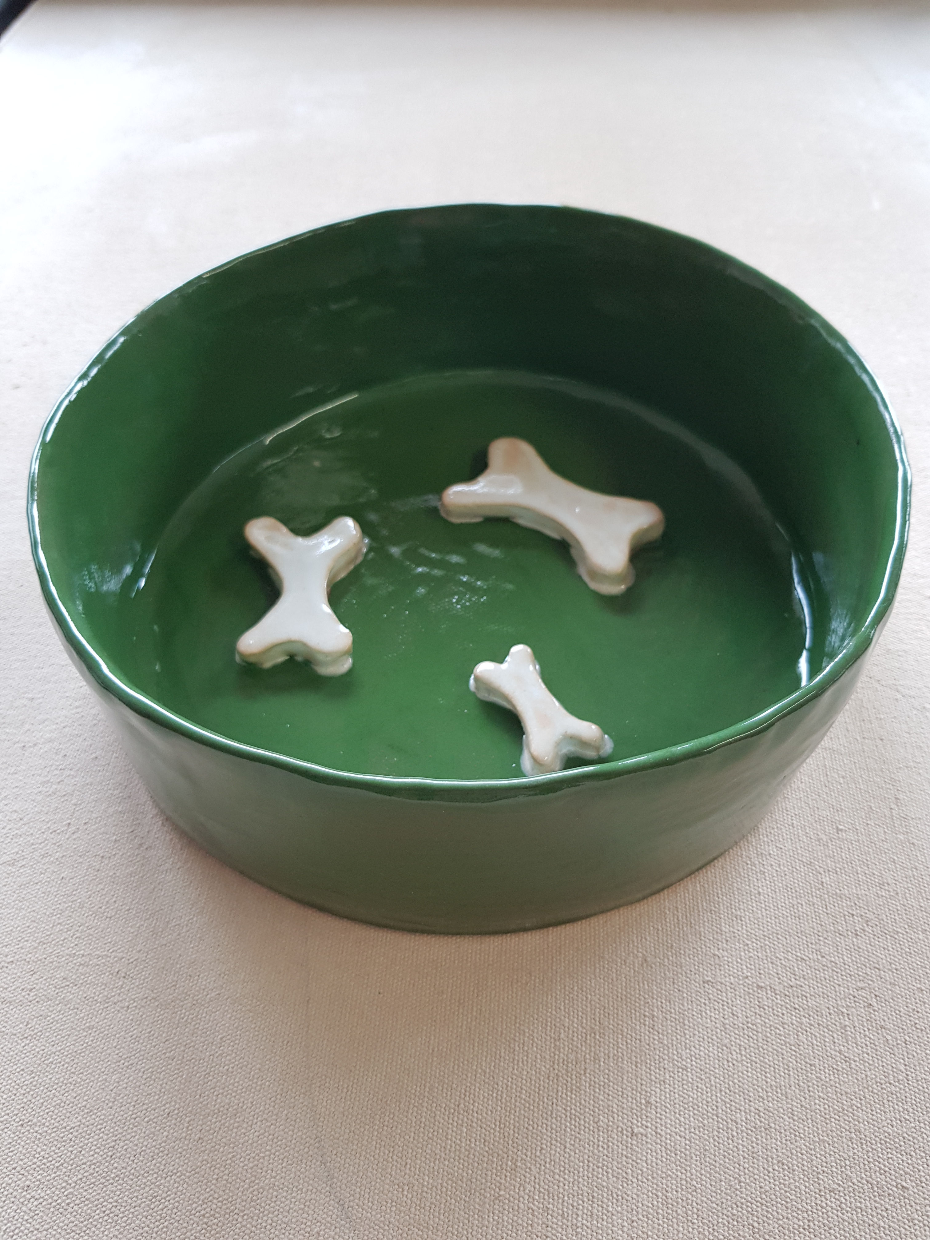 Gamelle verte anti-glouton pour chiens