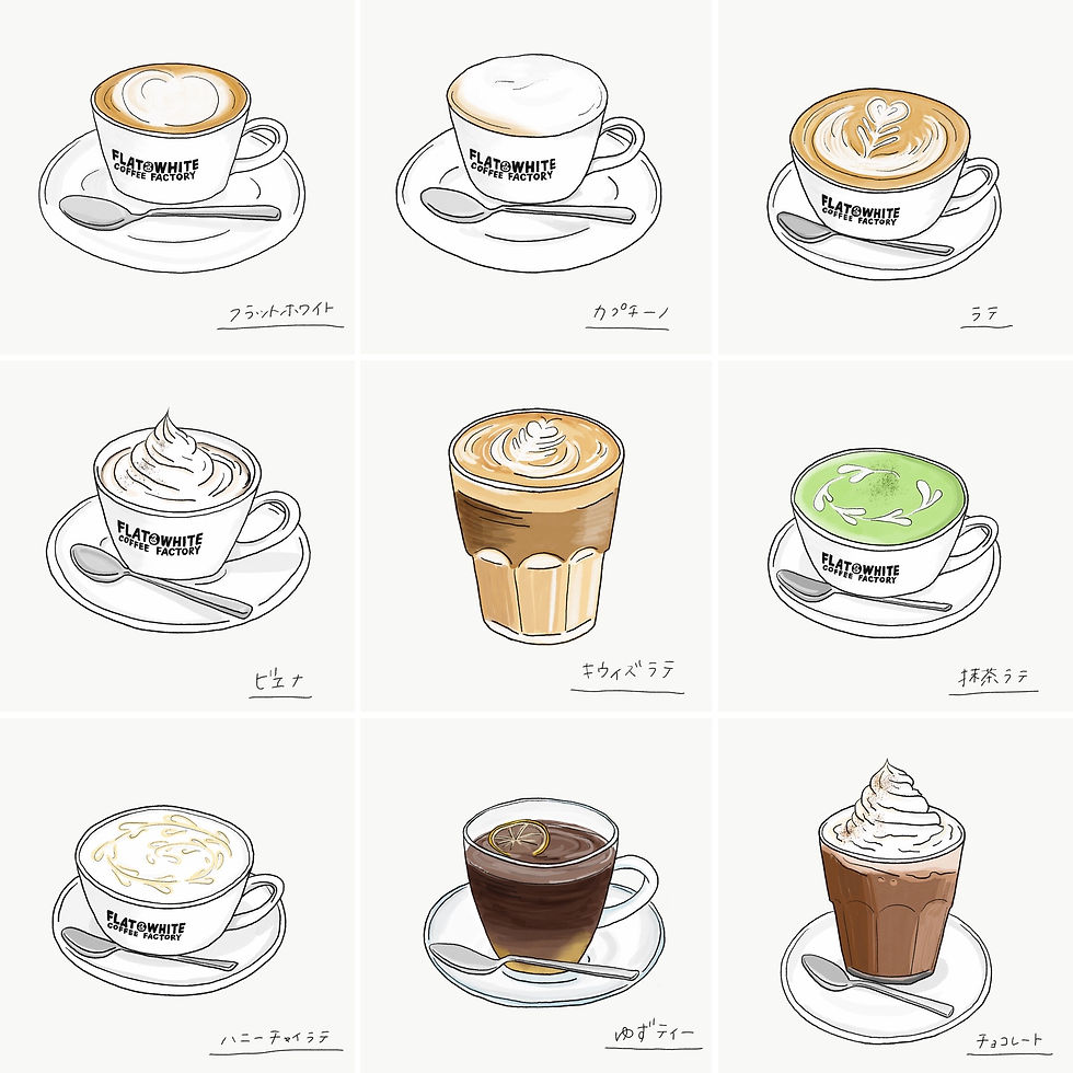 FLAT WHITE COFFEE FACTORY様メニューイラスト_01