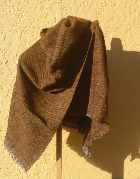 shawl in brown - saxon shawl - brown shawl - handwoven - full