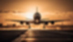 Um avião de passageiros decolando ao entardecer gerado por ia.