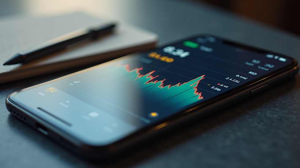 Close-up of a smartphone displaying a price tracking app with price history graph