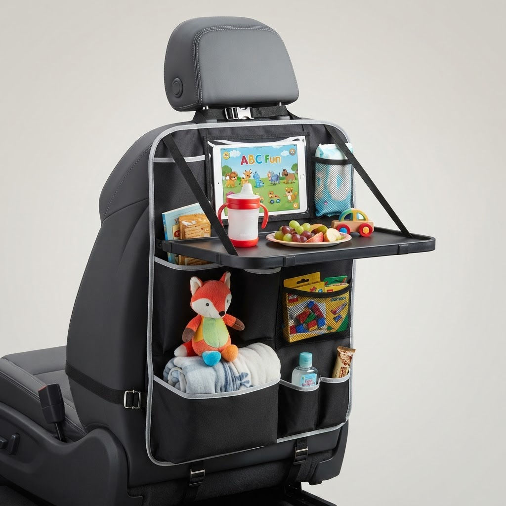 Backseat Organizer with Foldable Tray (2026 Model)