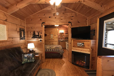 Open living area in the Holly Cabin