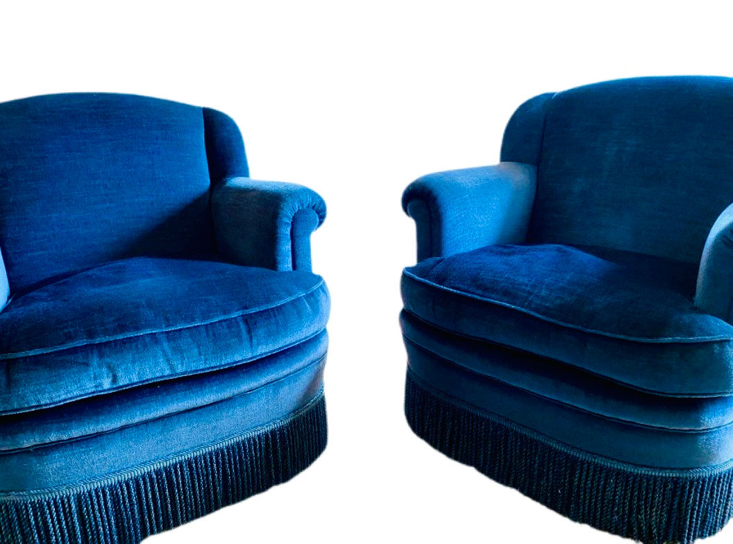 1950s VINTAGE VELVET ARM CHAIRS