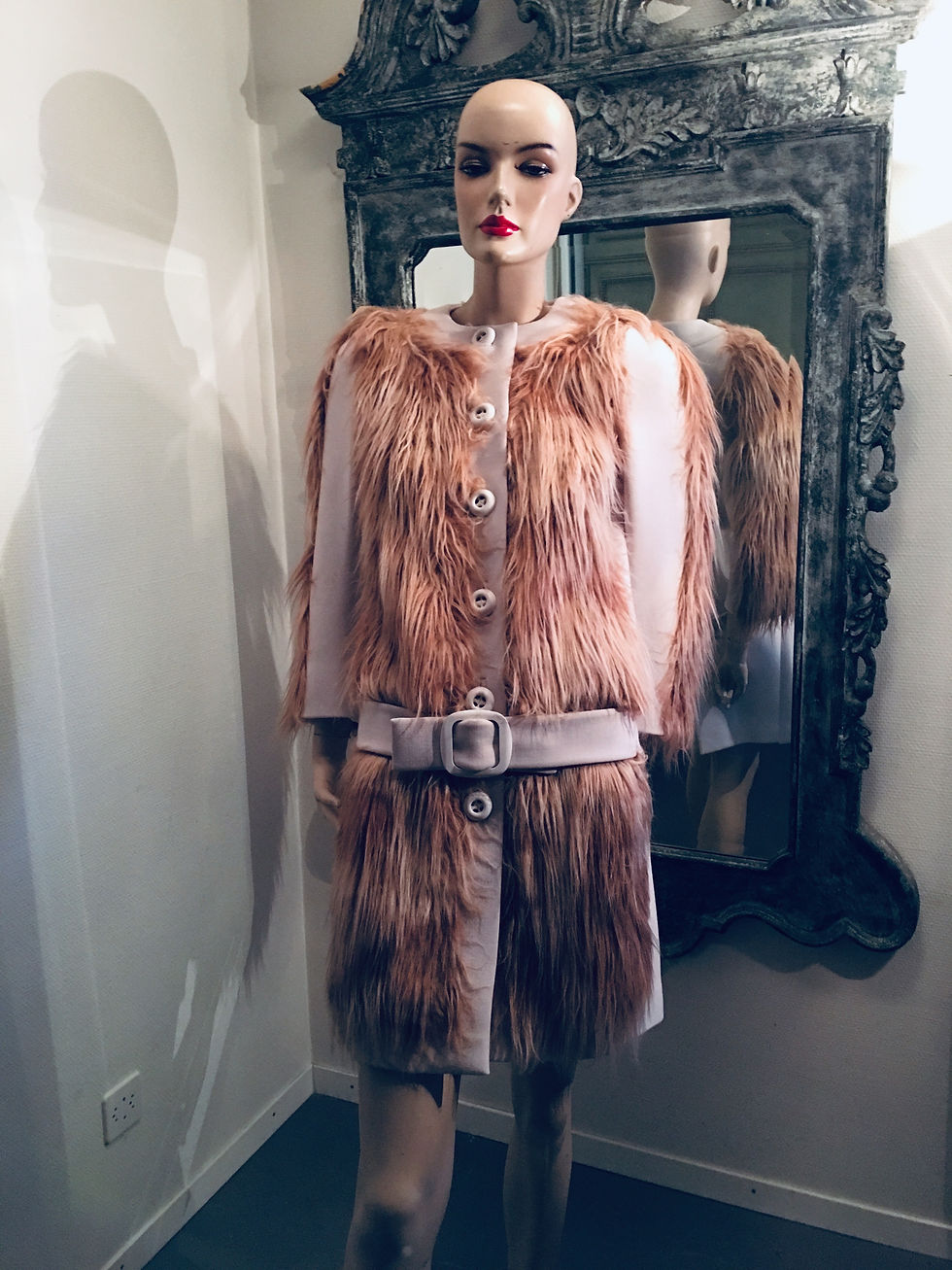 Thumbnail: A/W 2011 PRADA VINTAGE FAUX FUR MOD COAT WITH BELT IT38 D34