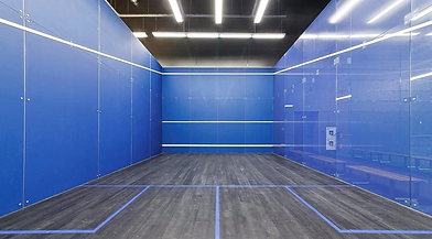 Court with solid glass walls