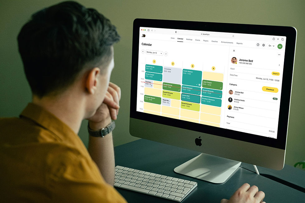 Screenshowing a booking software