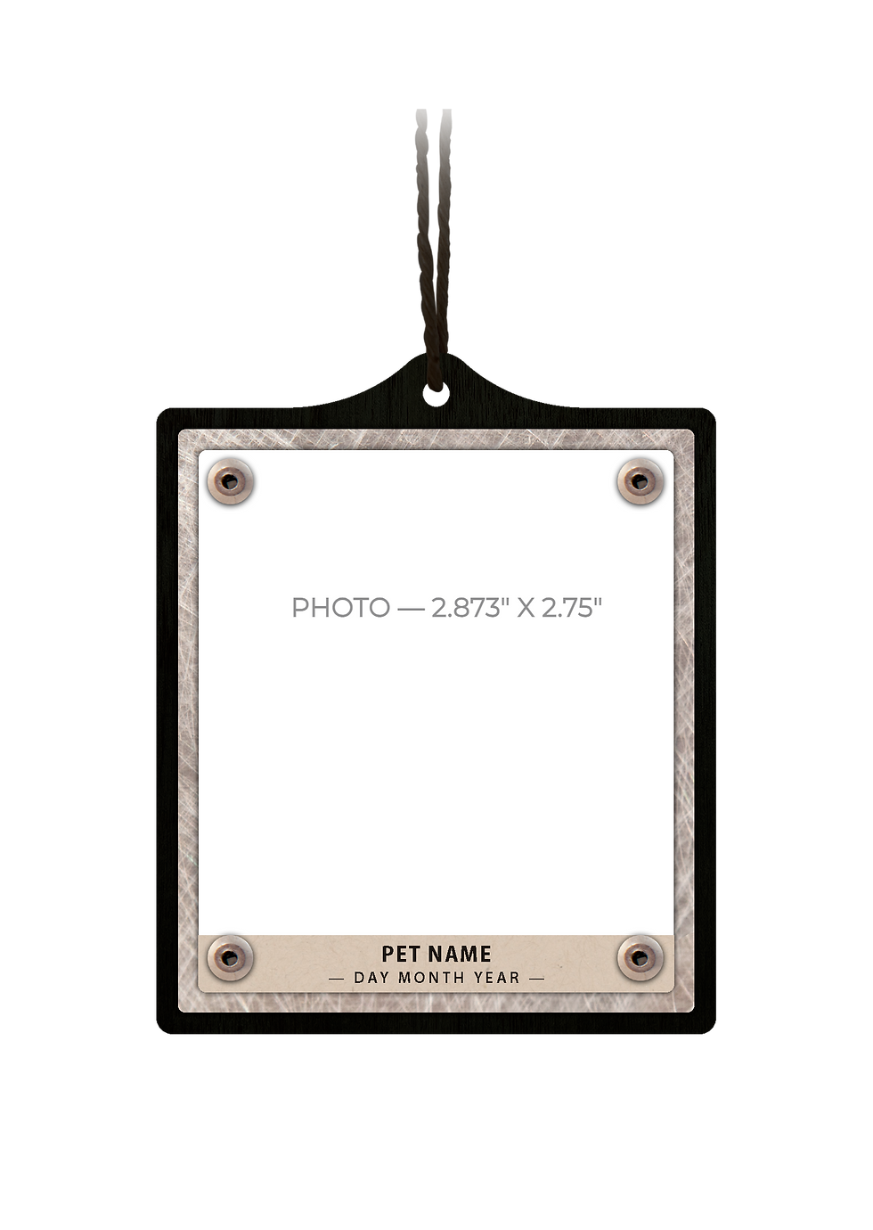 Photo size for custom pet ornament - 2.875" x 2.75"