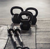 Barbell und Gewichte Kettle