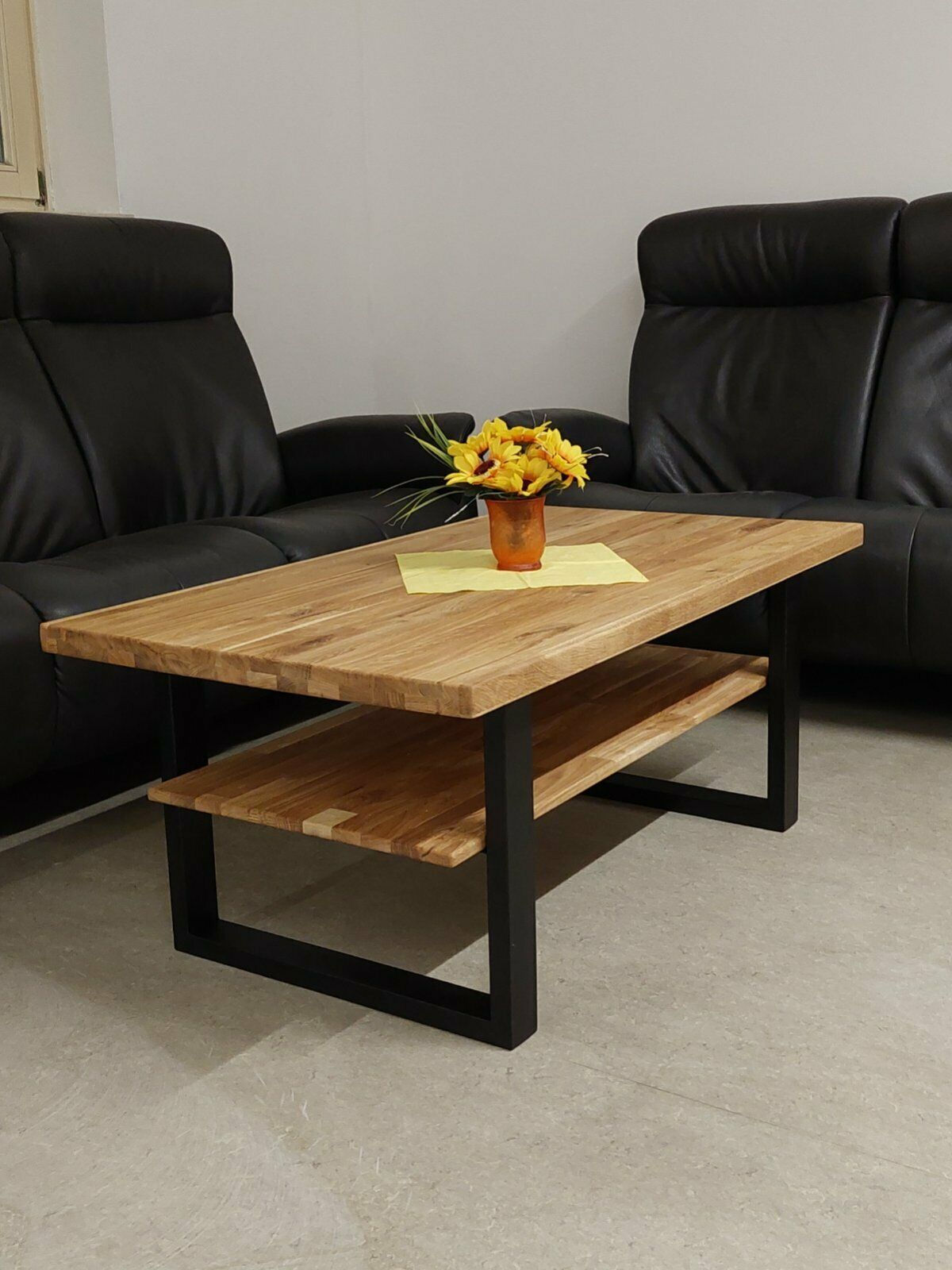 Couchtisch massiv Eiche mit gerader Kante geölt