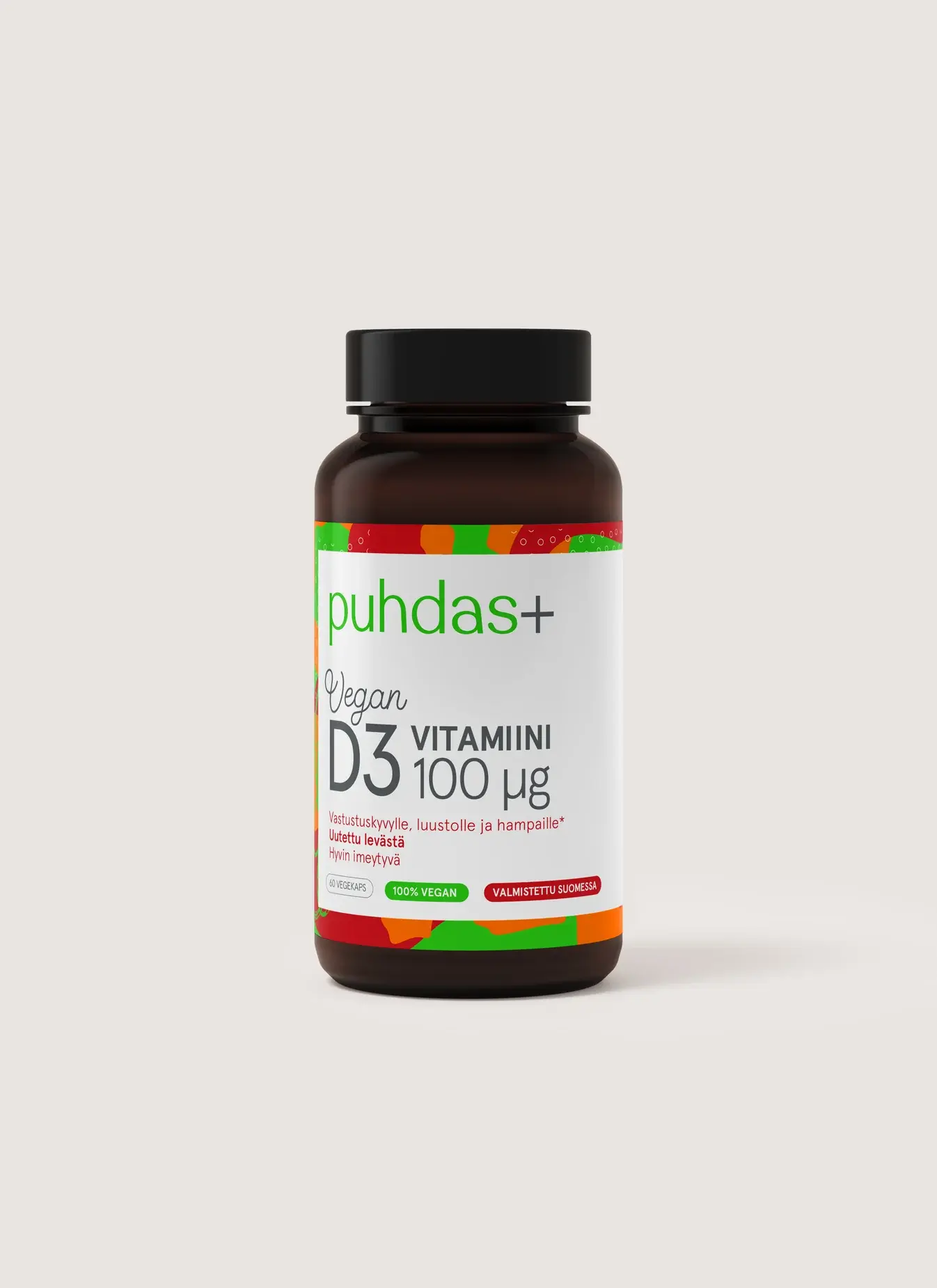 Puhdas+ Vegan D3-vitamiini 100μg 60 kaps