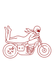 Illustrated biker girl artwork inspired by The Uncommon style