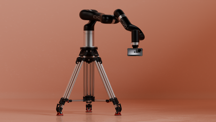 EVO camera robot shown in horizontal reach position on tripod with iPhone attached