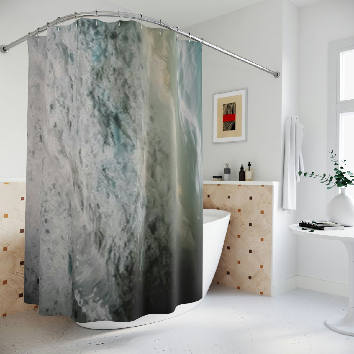"Green Waves" Shower Curtain