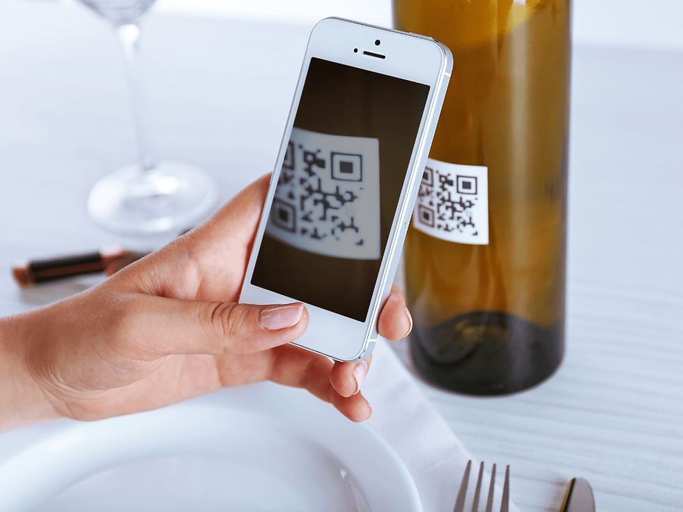 a wine label qr code scanned by a smartphone