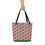 Thumbnail: Christian Large Tote Bag w/ pocket. Graphic-Cross on Pendant. Red & Pink Flowers
