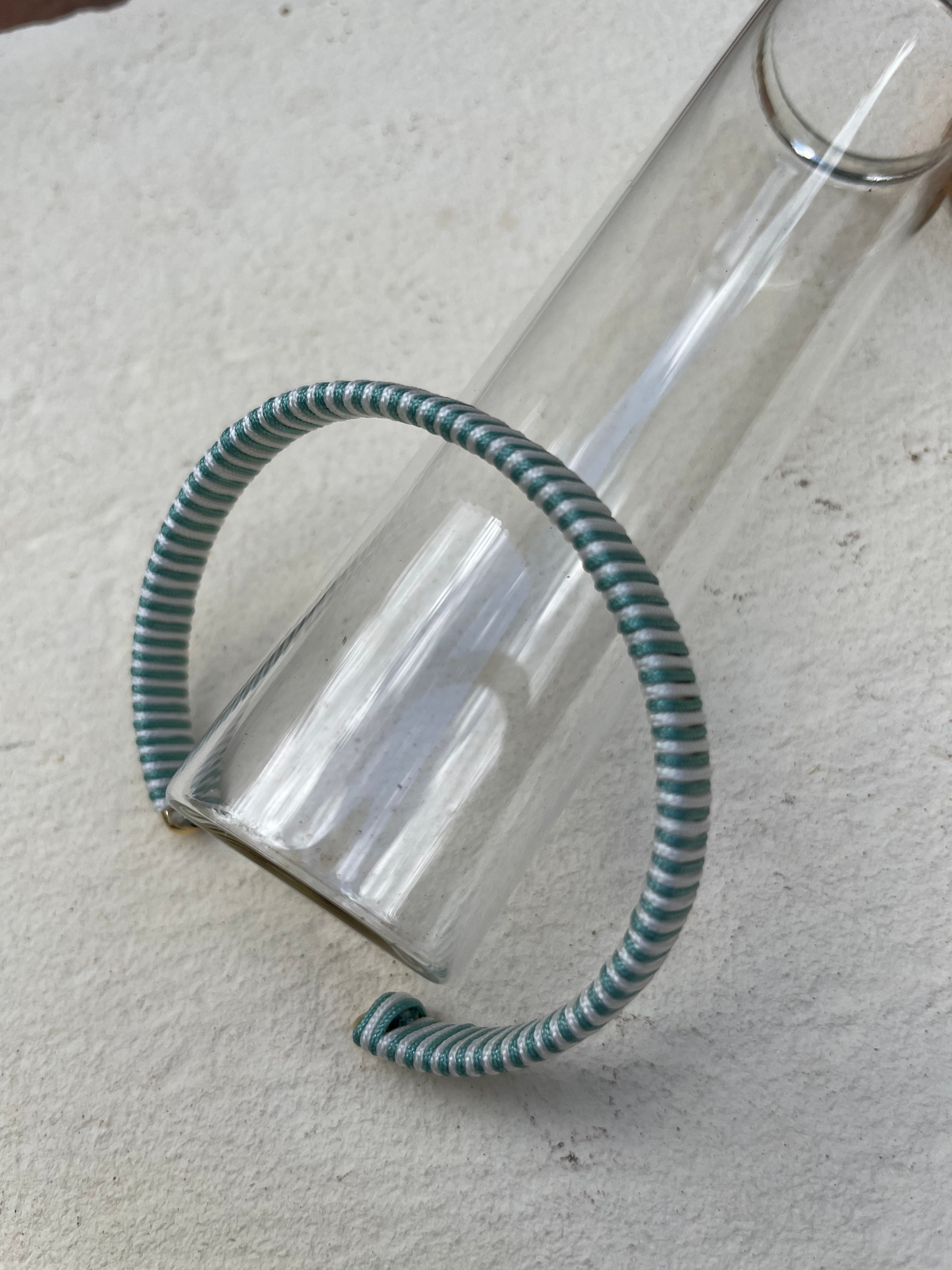 Jonc rayures blanc / vert eau 