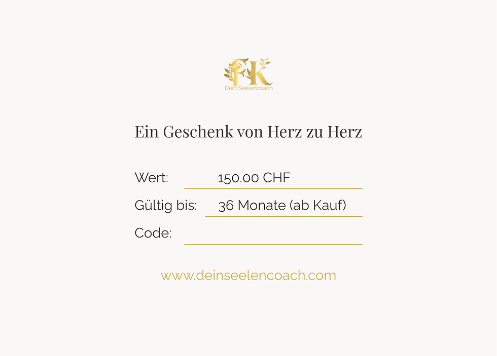 Rückseite Gutschein mit Linien & Codefeld – gültig für Sitzungen & Produkte von Dein Seelencoach