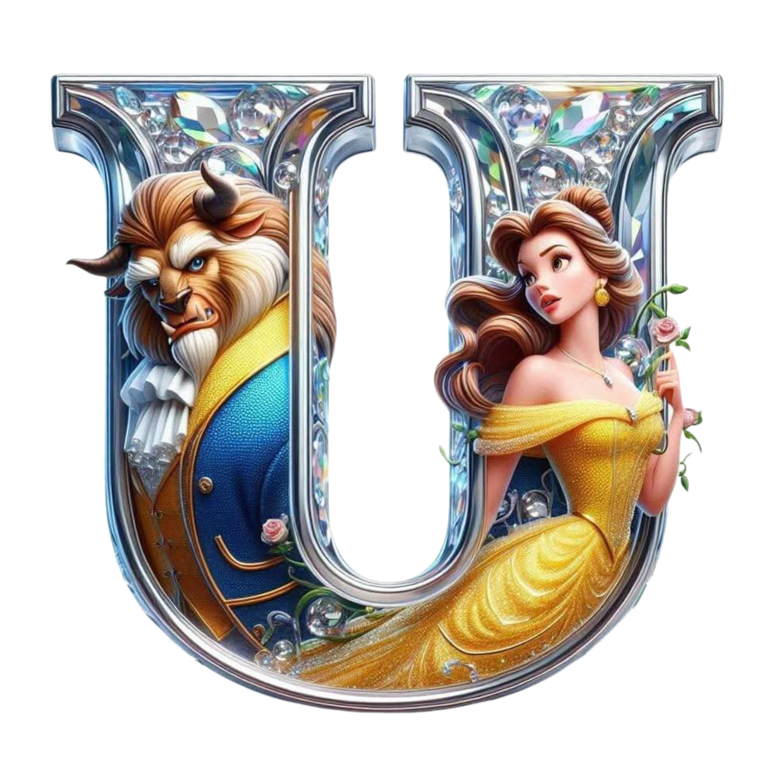 Beauty and the Beast download. Digital File PNG. Letter U