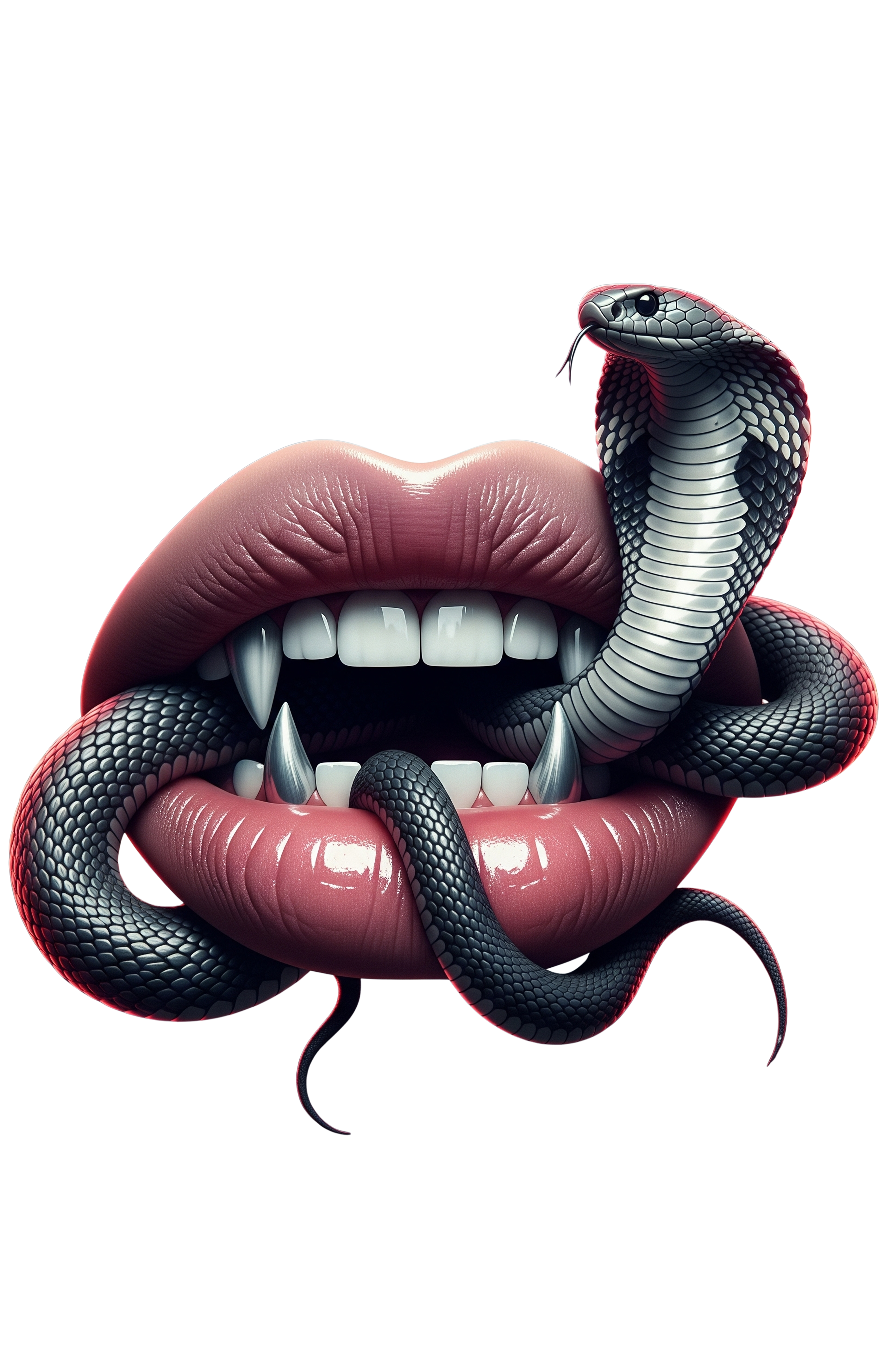 dripping lip art, edgy lip design, snake, digital art, digital design, digital d