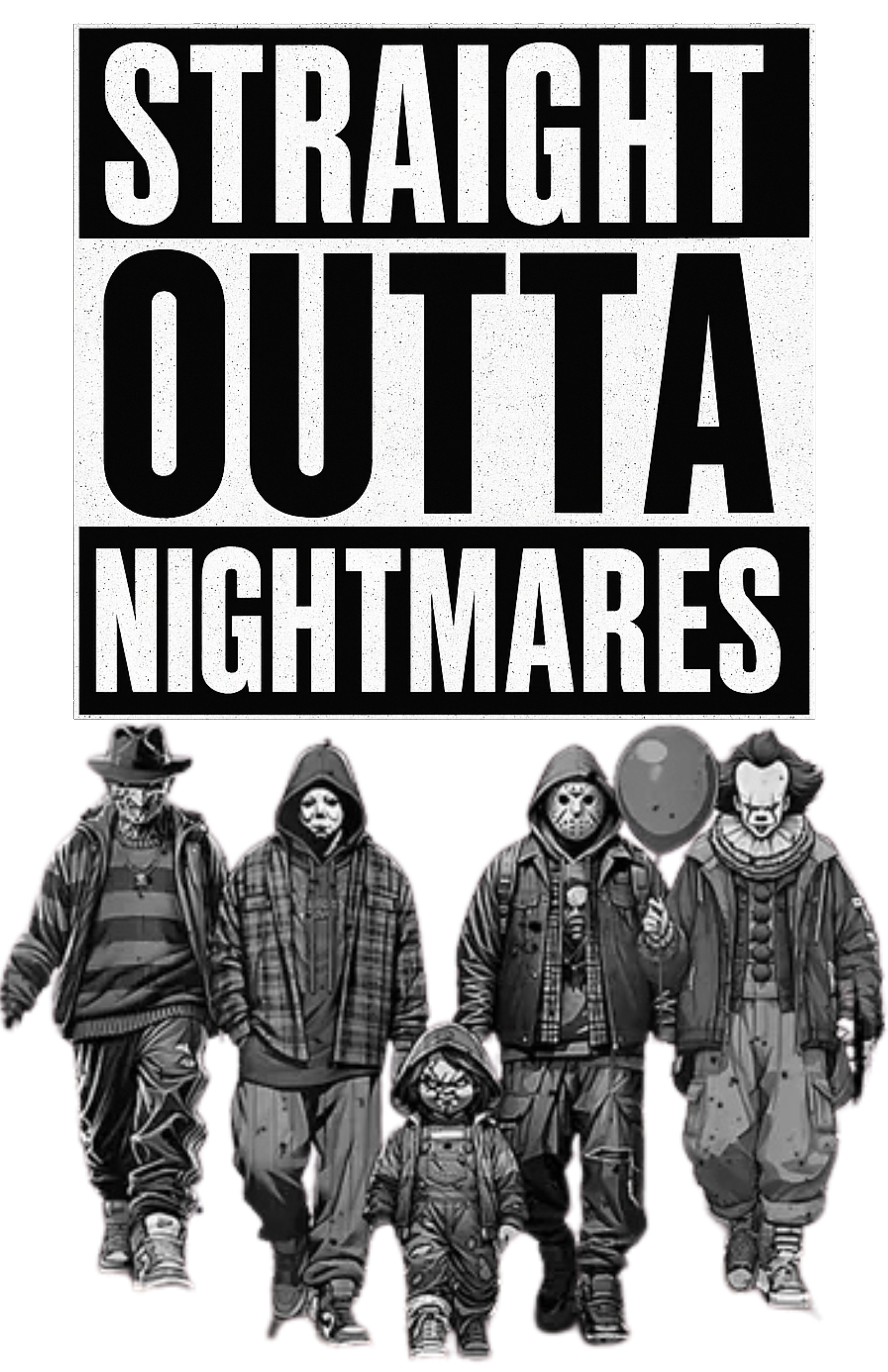 Straight outta nightmares Png, Vintage Horror Halloween Scary png, digital downl
