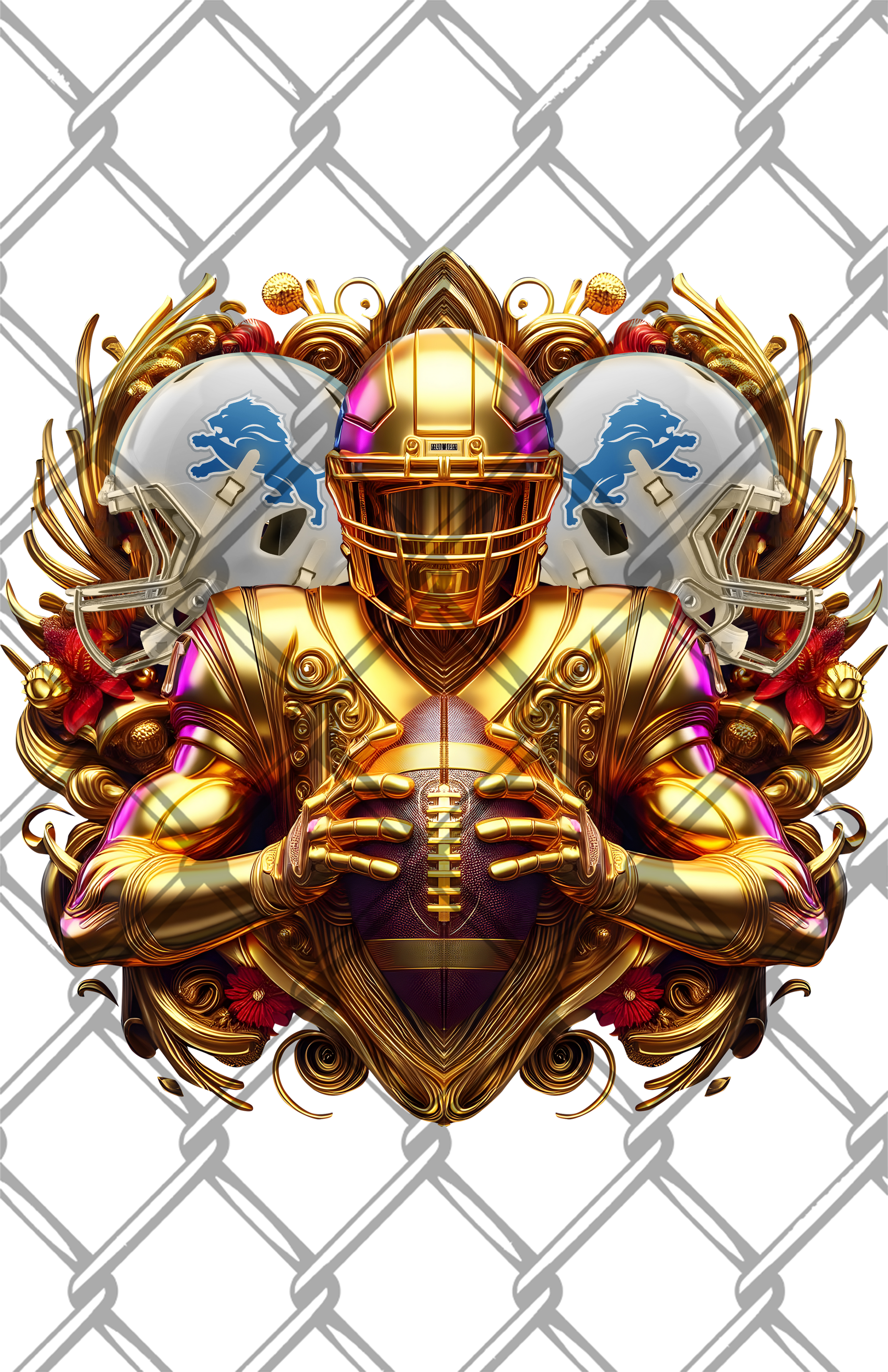 Gold Lions PNG for crafting digital download.