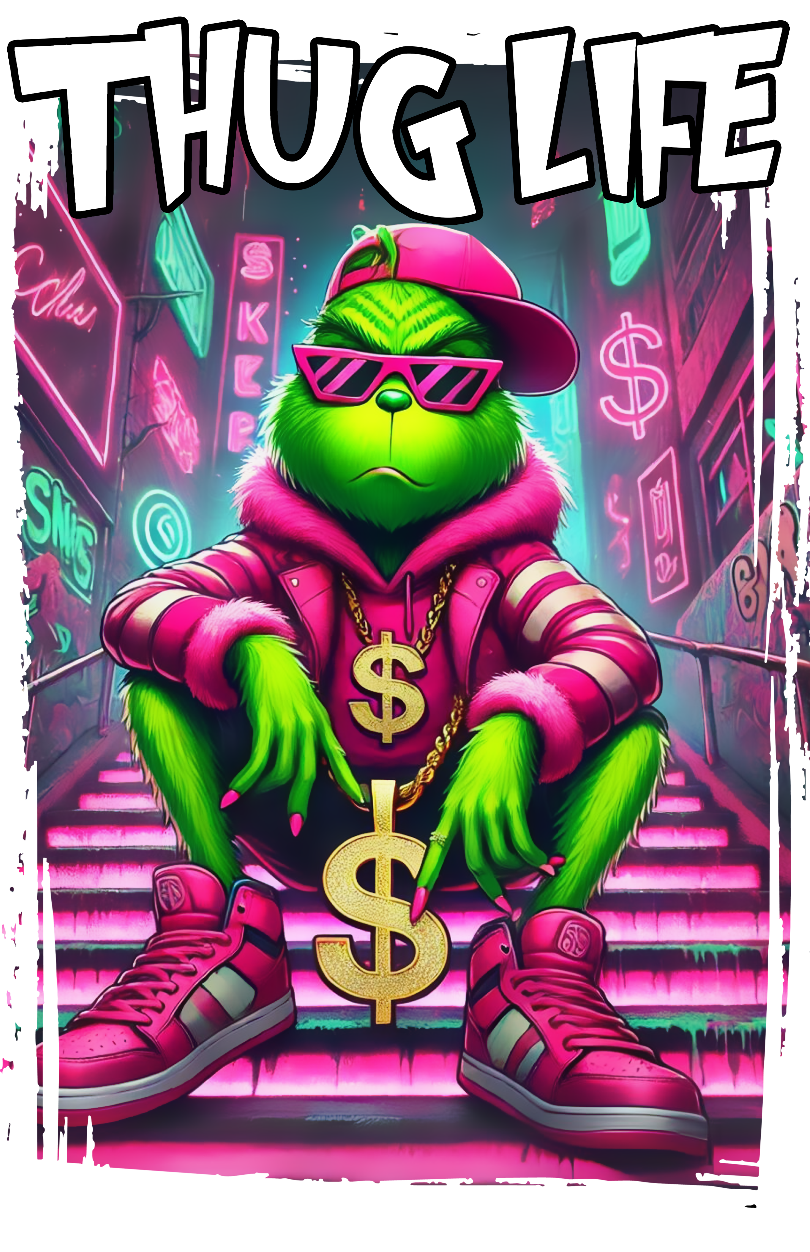 THUG LIFE Png, Christmas png, Grinc png, Wonderful Time Png, Retro Christmas png