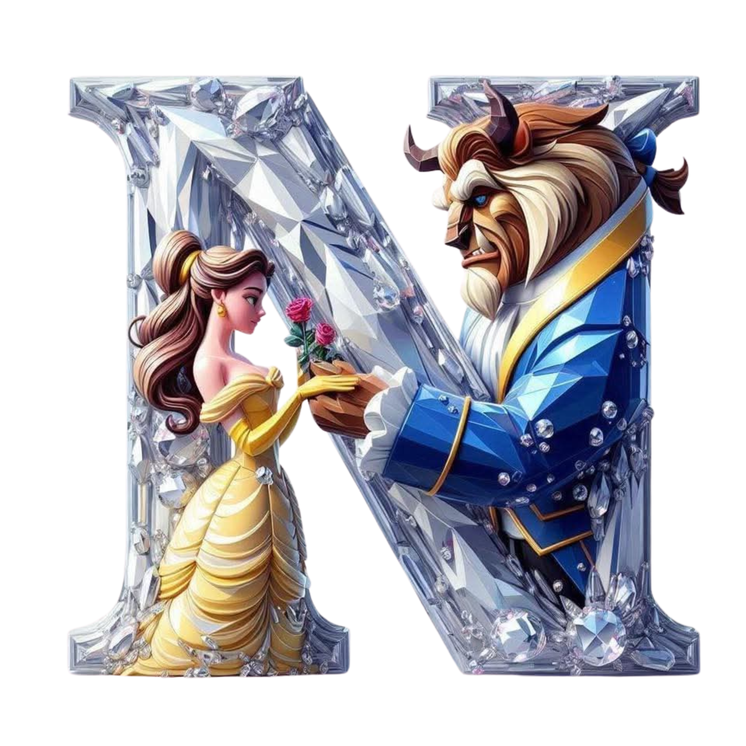 Beauty and the Beast download. Digital File PNG. Letter N