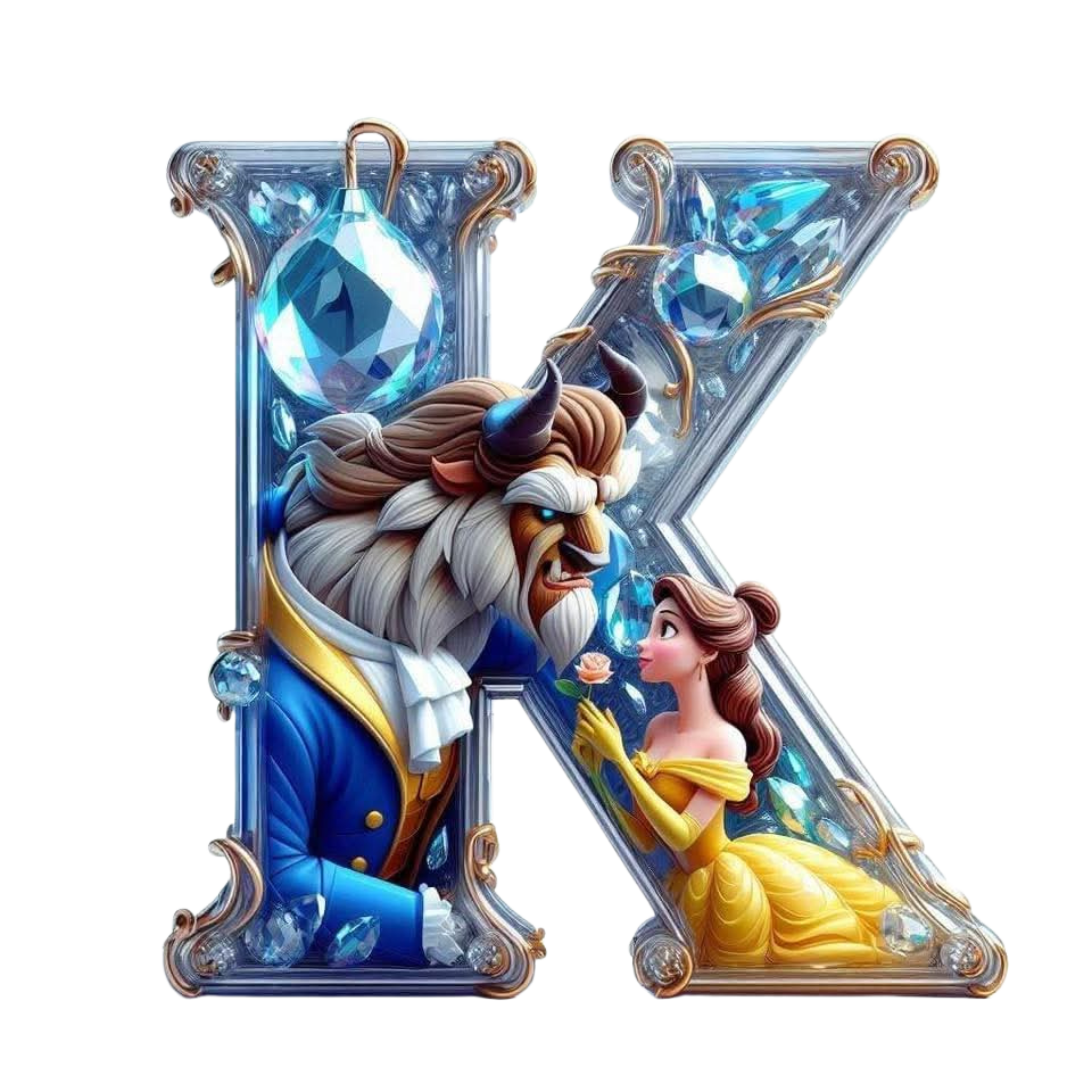 Beauty and the Beast download. Digital File PNG. Letter K