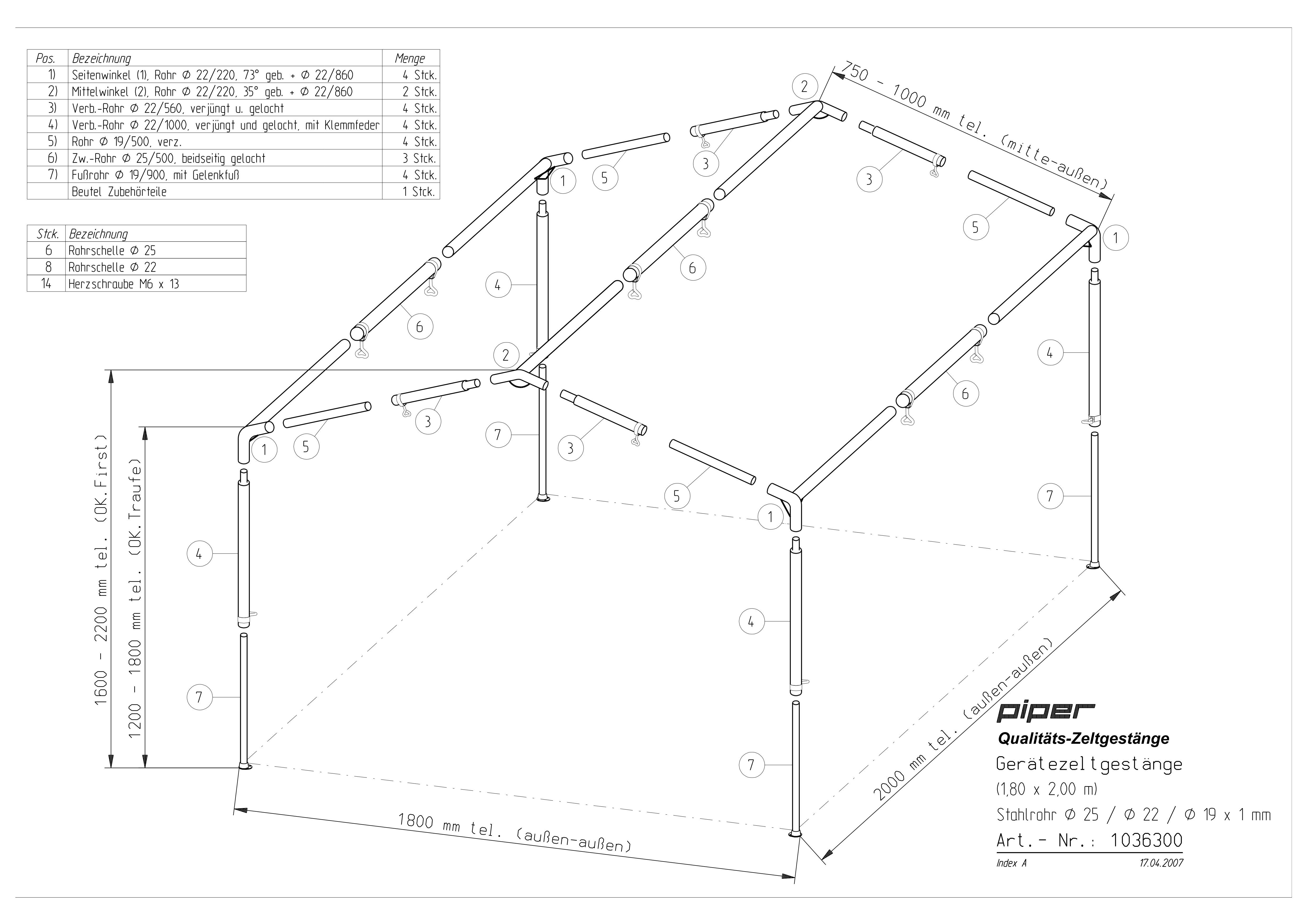 Gerätezeltgestänge