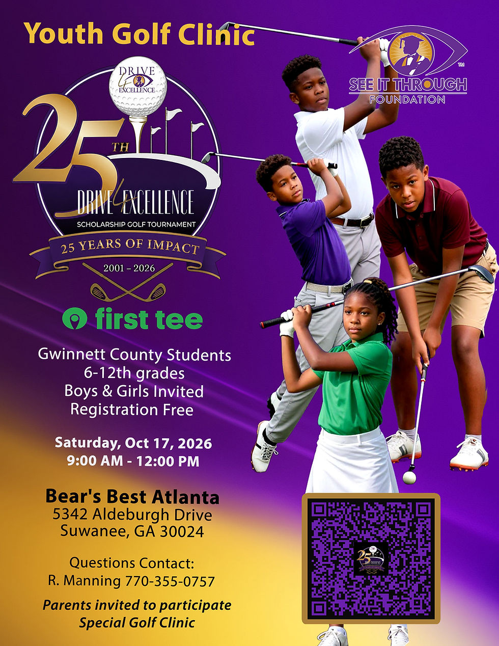 25th Annual Drive 4 Excellence Youth Golf Clinic for Boys & Girls
