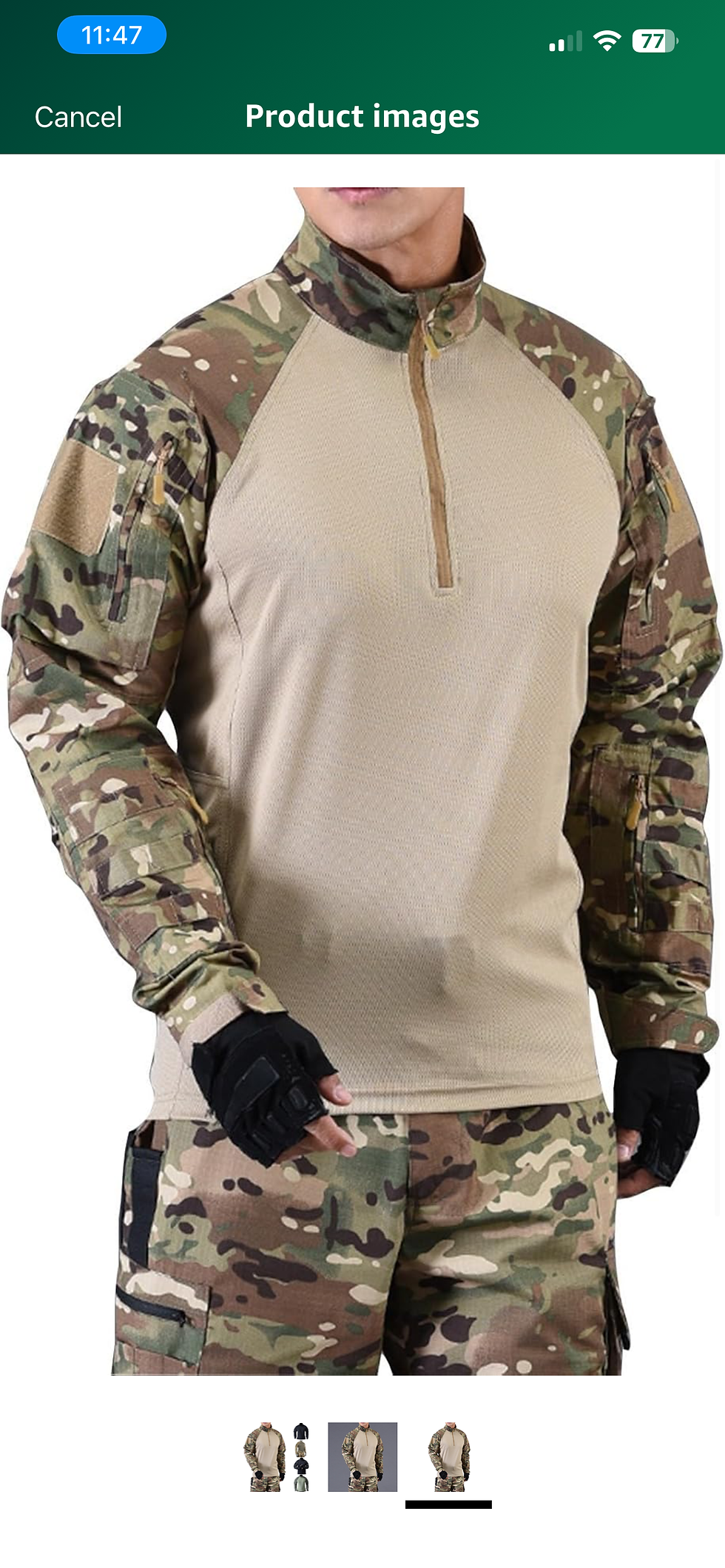 Thumbnail: lcyhony Camo Tactical Shirt for Men Big and Tall Combat Quarter Zip Pullover Bre