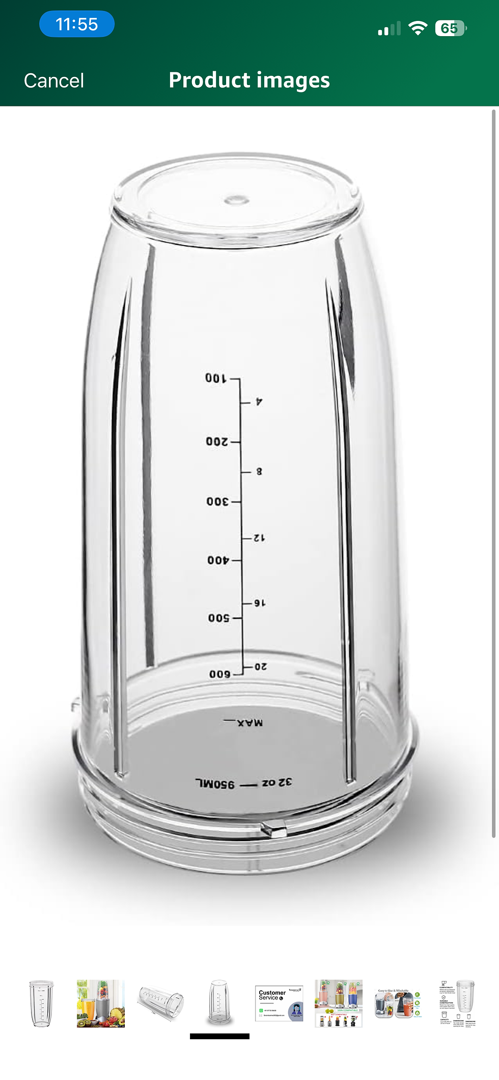 Thumbnail: Wonder star Cup compatible for Nutri-bullet Replacement Parts 32oz for Nutri Bul
