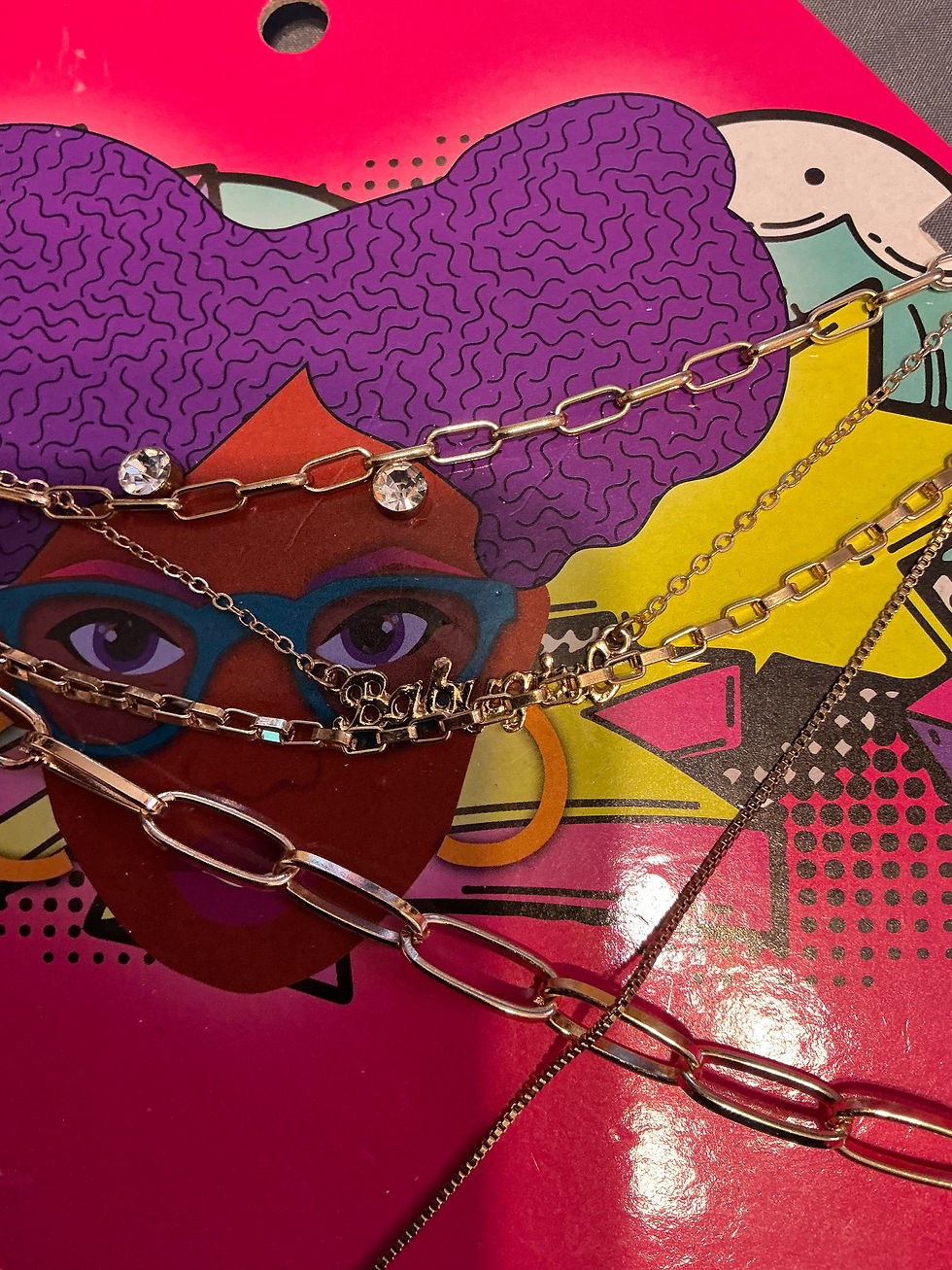 Thumbnail: Layered Gold Chain Necklace Set (Babygirl Charm & Yin Yang Pendant)