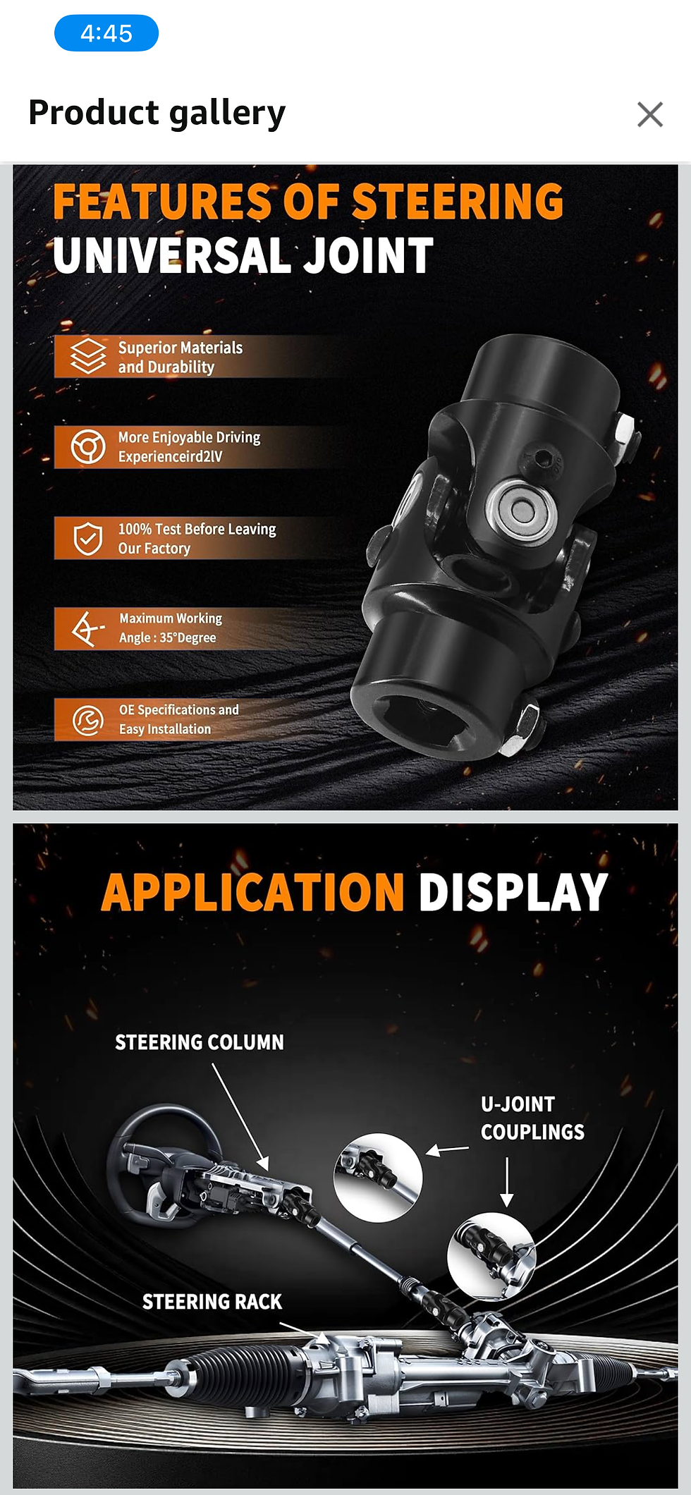 Thumbnail: BUYMACHINERYPARTS 3/4" DD X 3/4" DD Black Steering Universal Joint Single U Join